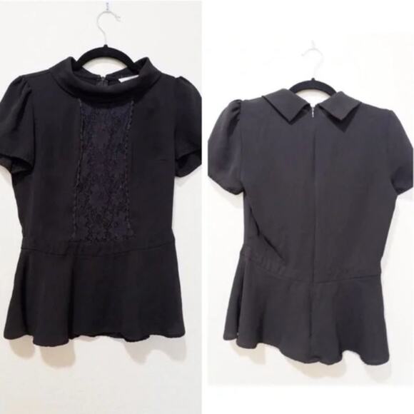 Forever 21 fit and flare blouse with lace and collar detail - Picture 2 of 5